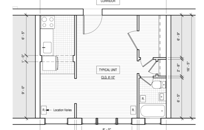 Studio, 1 bath, 360 sqft, $1,250, Unit 217