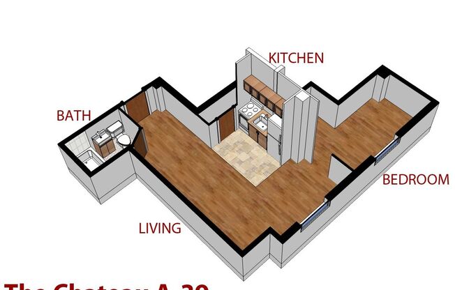 Studio, 1 bath, 370 sqft, $895, Unit A-39