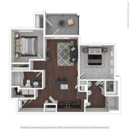 2 beds, 2 baths, 968 sqft, $1,450