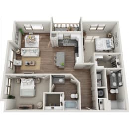 2 beds, 2 baths, 1,306 sqft, $1,845