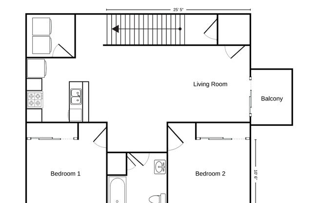 2 beds, 1 bath, 1,032 sqft, $1,345, Unit CH 1100-15