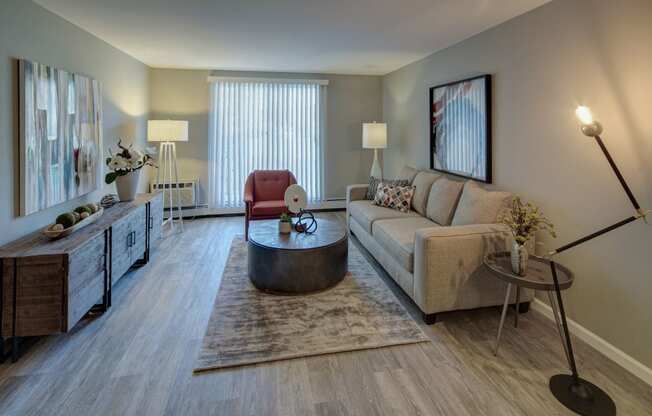 Wood Floor Living Room at Carol Stream Crossing, Carol Stream, 60188