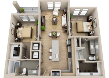 2 beds, 2 baths, 1,020 sqft, $1,722