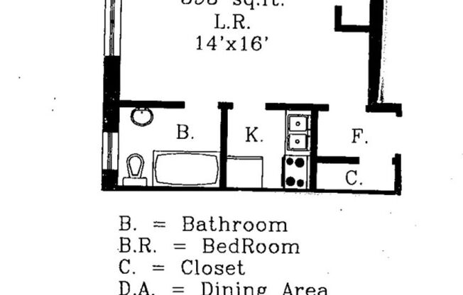 Studio, 1 bath, 366 sqft, $1,150