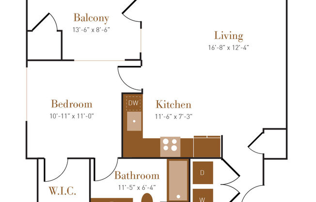 1 bed, 1 bath, 727 sqft, $1,830