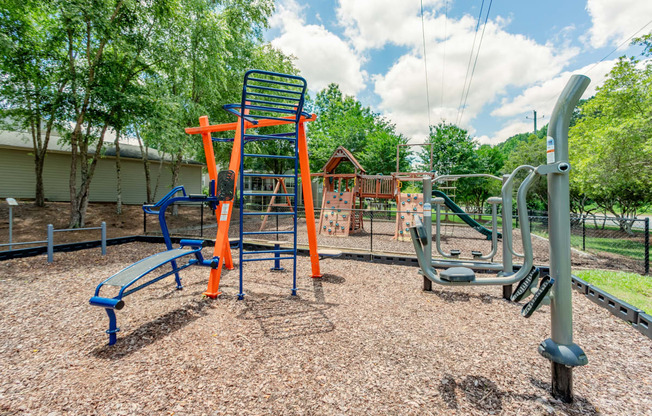 our playground is equipped with a variety of equipment for children to play on