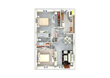 2 beds, 1 bath, 889 sqft, $1,643
