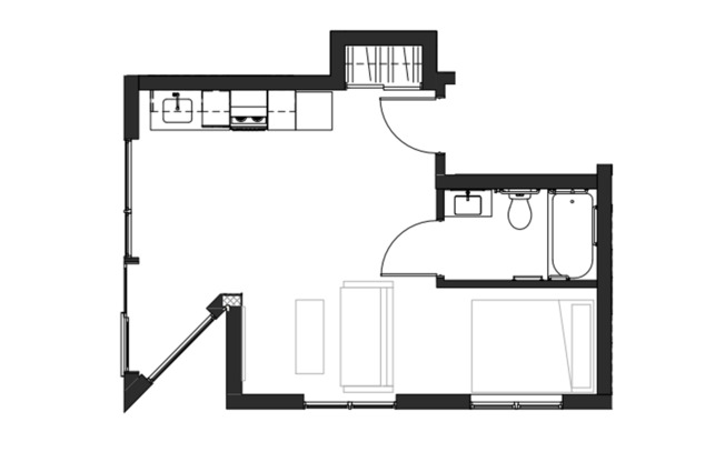 Studio, 1 bath, 355 sqft, $1,370, Unit 506