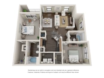 2 beds, 2 baths, 1,149 sqft, $1,907