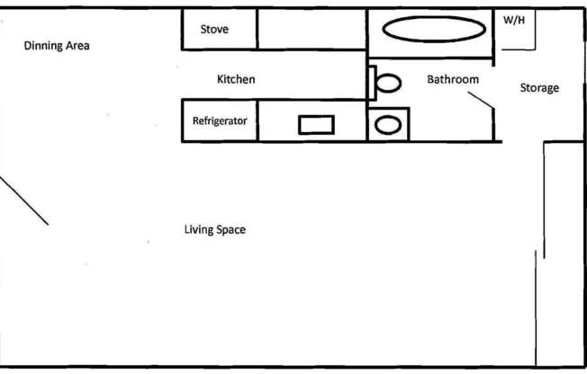 Studio, 1 bath, 600 sqft, $895, Unit 41