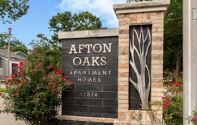 welcome sign at Afton Oaks Apartments