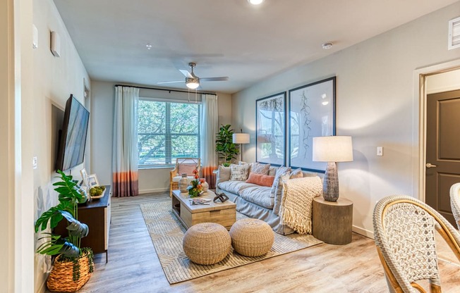 Decorated Living Room With Natural Light at The Beck at Hidden River, Tampa, FL, Florida , 33637