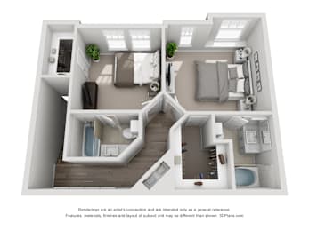 2 beds, 2.5 baths, 1,264 sqft, $1,514