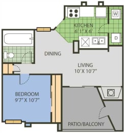 1 bed, 1 bath, 659 sqft, $1,076