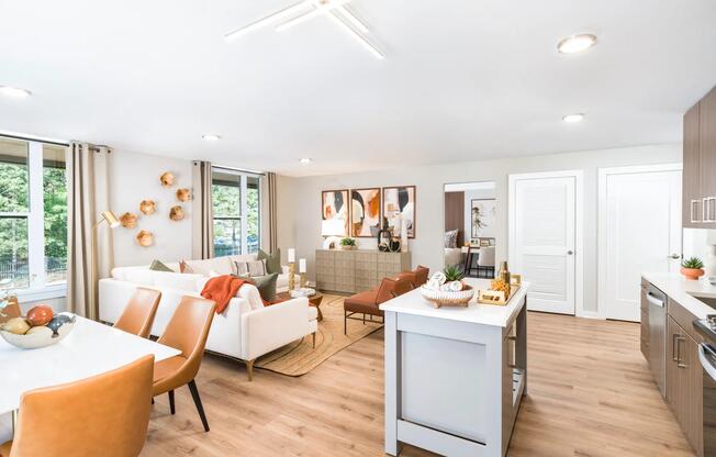 Airy interiors with open layouts and generous natural light.