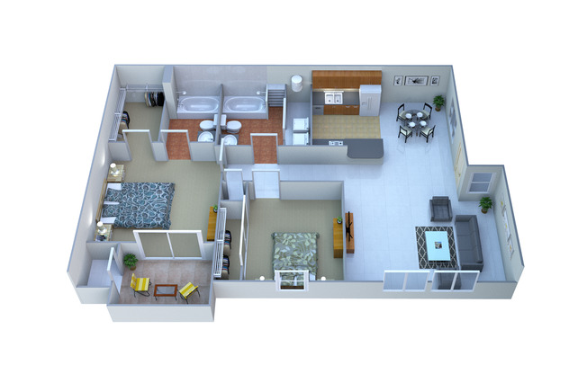 2 beds, 2 baths, 878 sqft, $1,387