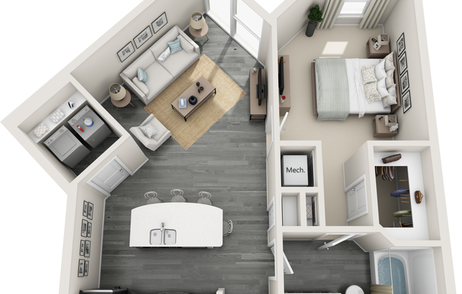 1 bed, 1 bath, 735 sqft, $1,495