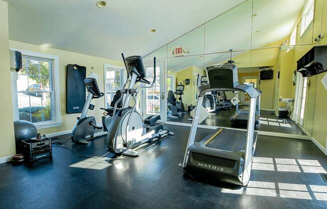 a gym with cardio equipment