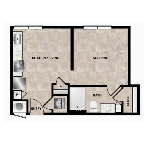 1 bed, 1 bath, 512 sqft, $1,369