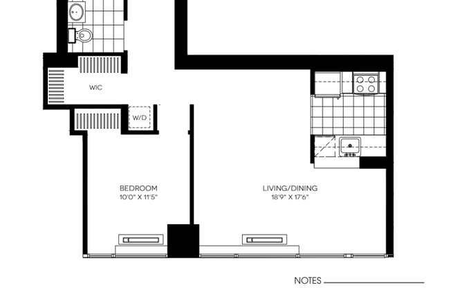 1 bed, 1 bath, 686 sqft, $4,320, Unit 1713