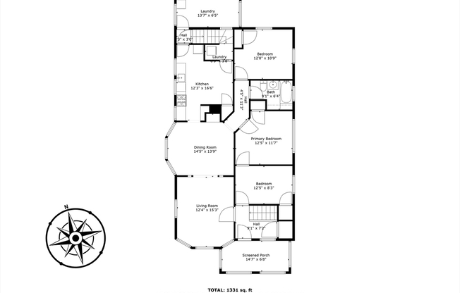 3 beds, 1 bath, 1,400 sqft, $3,200, Unit 2