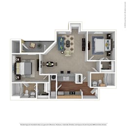 2 beds, 2 baths, 957 sqft, $1,430