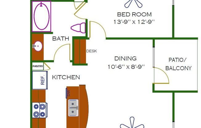 1 bed, 1 bath, 775 sqft, $1,101