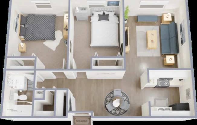 2 beds, 1 bath, 740 sqft, $1,185, Unit 1216-104