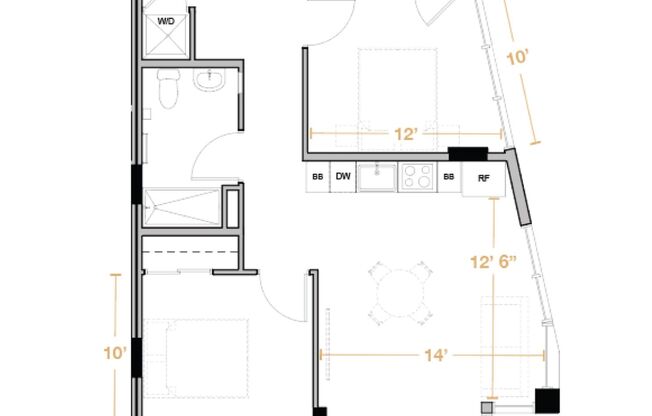 2 beds, 2 baths, 816 sqft, $4,995, Unit 909