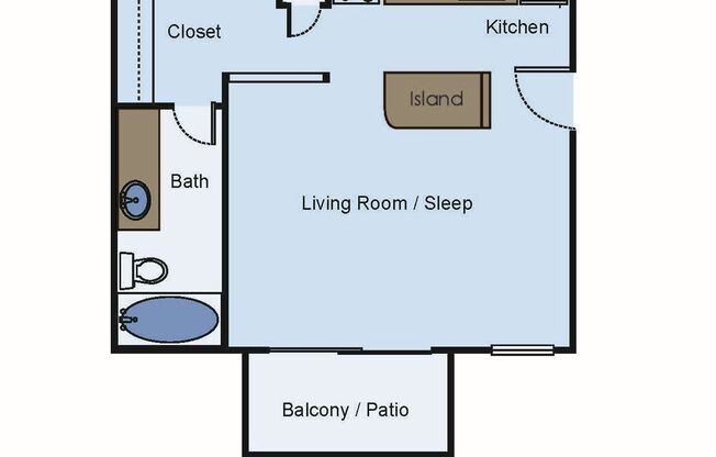 Studio, 1 bath, 435 sqft, $725, Unit 1070