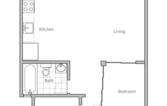 1 bed, 1 bath, 434 sqft, $1,795