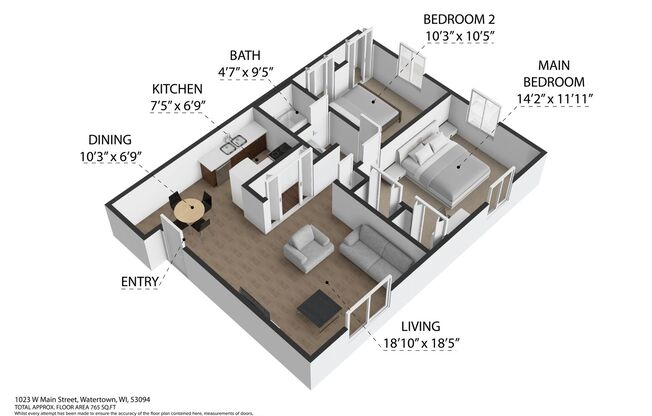 2 beds, 1 bath, 820 sqft, $1,475, Unit A7