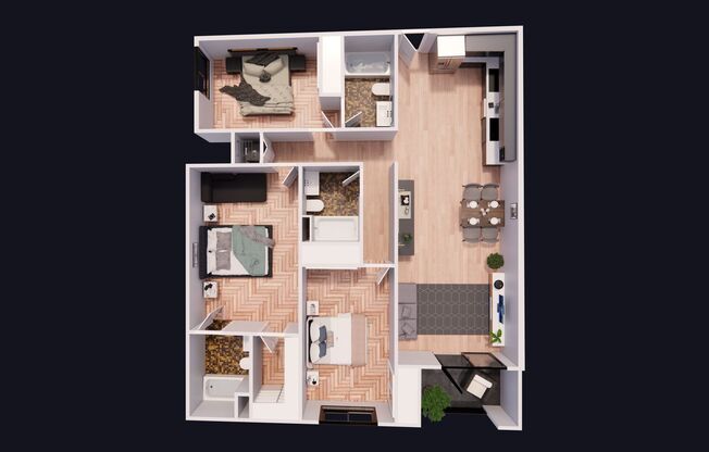 3 beds, 3 baths, 1,378 sqft, $4,995, Unit #405