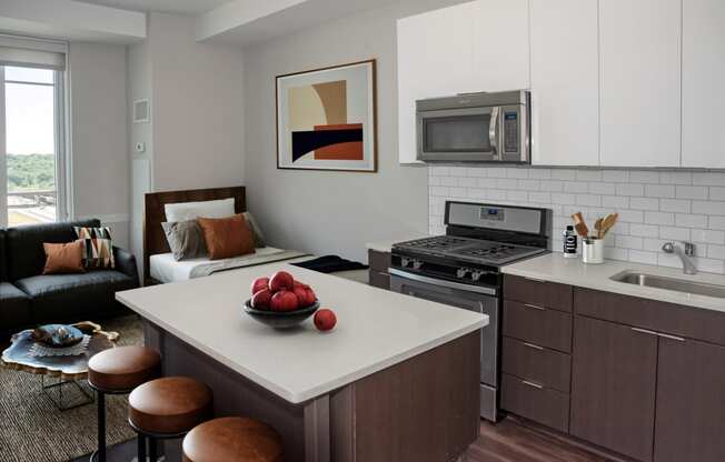 Gourmet Kitchen With Island at Custom House, Saint Paul, MN