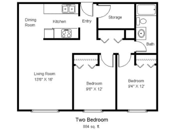 2 bedroom floor plan