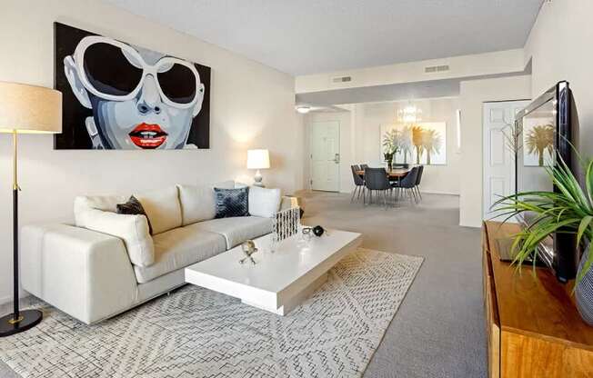 Carpeted Living Area at Towers at Costa Verde Apartments, California