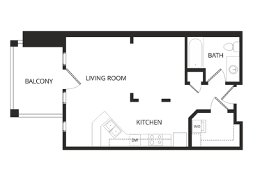 Studio, 1 bath, 498 sqft, $1,525