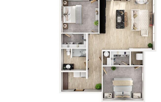2 beds, 1 bath, 1,129 sqft, $1,525, Unit 1307