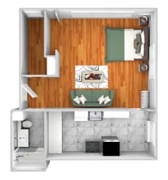 Studio, 1 bath, 480 sqft, $1,477