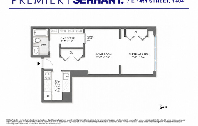 Studio, 1 bath, $4,500, Unit 1404