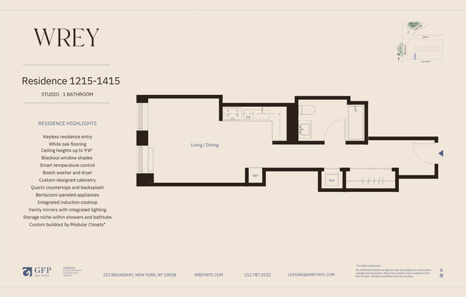 Studio, 1 bath, $4,725, Unit 1315