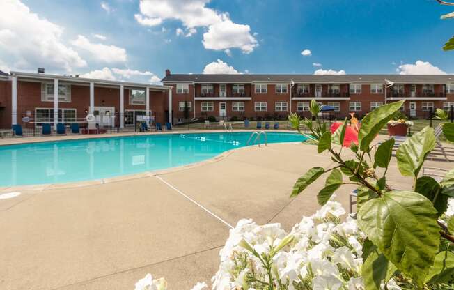 This is a photo of the pool area at Lake of the Woods Apartments in Cincinnati, OH.