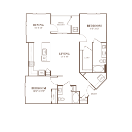 2 beds, 2 baths, 1,235 sqft, $1,898