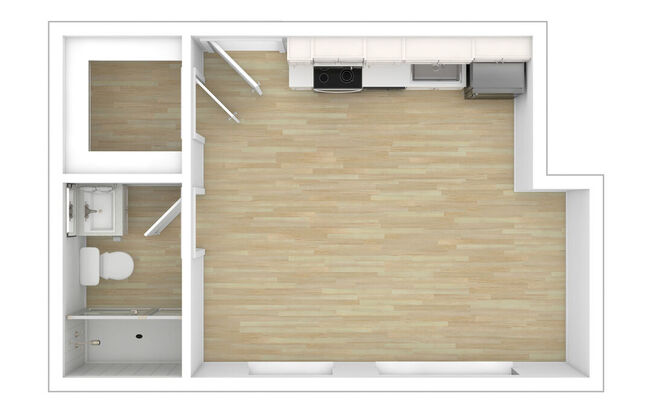 Studio, 1 bath, 307 sqft, $1,890