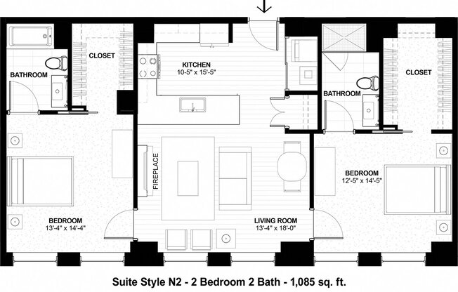 2 beds, 2 baths, 1,085 sqft, $2,288