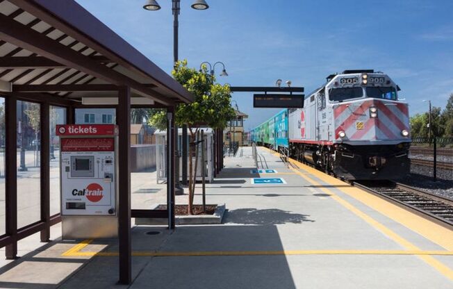 Santa Clara train station with approaching train