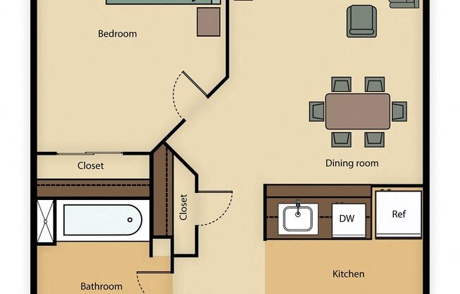 1A: 1 Bedroom, 1 Bathroom