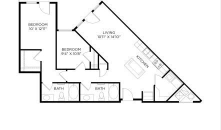 2 beds, 2 baths, 990 sqft, $1,675