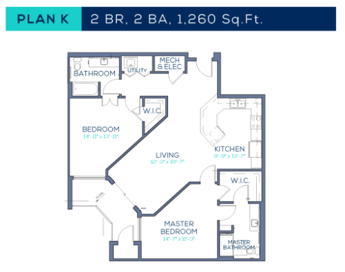 2 beds, 2 baths, 1,260 sqft, $2,700