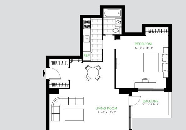 1 bed, 1 bath, 813 sqft, $5,800, Unit 16FW